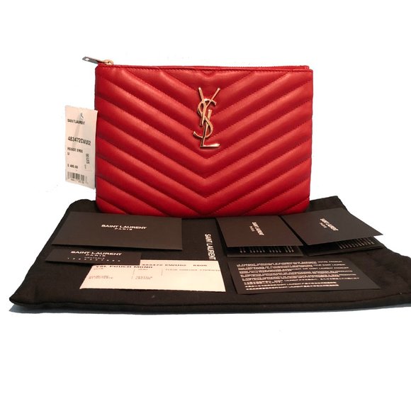 Monogram YSL Small Chevron Quilted Leather Pouch - Picture 2 of 10